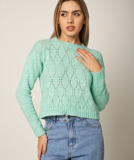 Sweater calado hilo grueso rombo