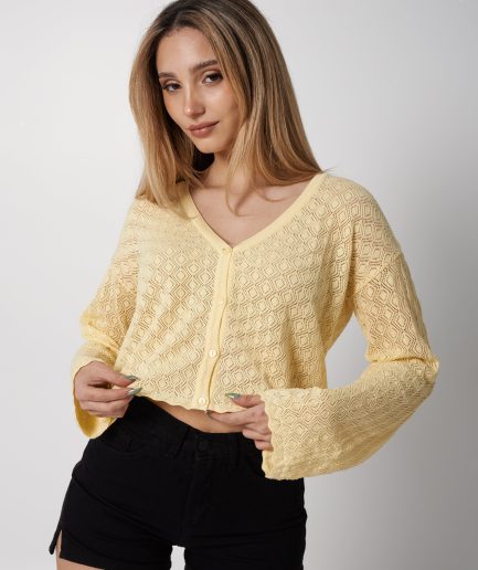 Saco botón lycra calado Diana
