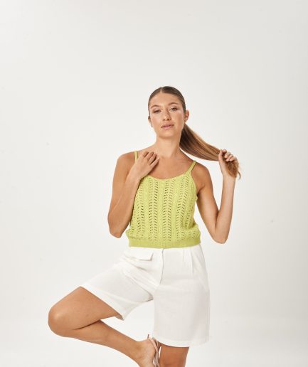 Musculosa top calada trenza lycra