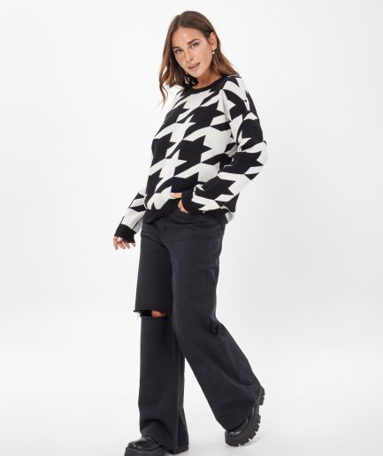 Sweater jacquard pata de gallo