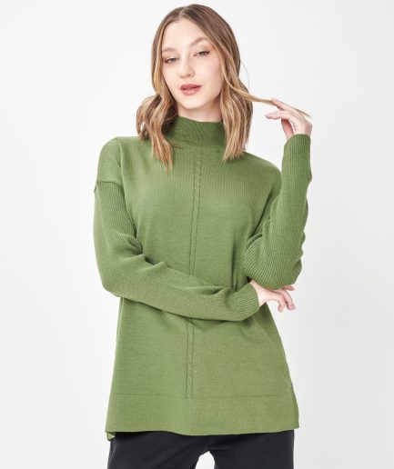 Sweater media polera trenza medio