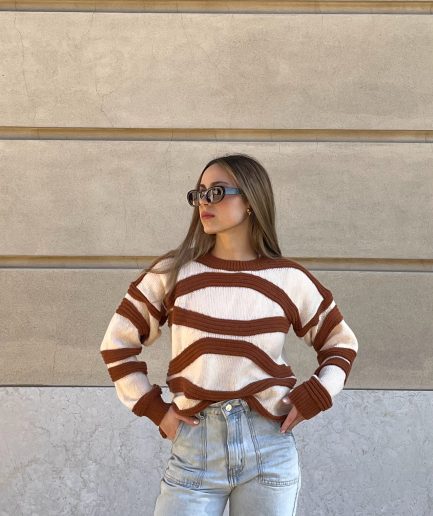 Sweater hilo grueso combinado