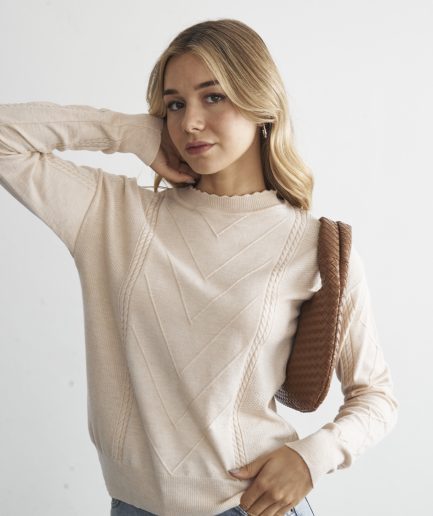 Sweater manga con trenza Merida