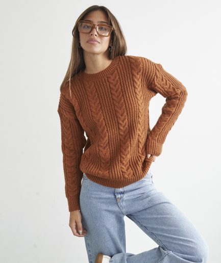 Sweater hilo grueso trenza Clara