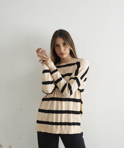 Sweater rayado trenzas Ayla