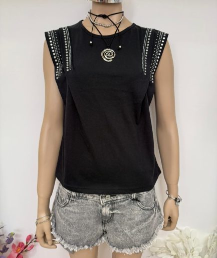 Remera doble manga tacha brilloso