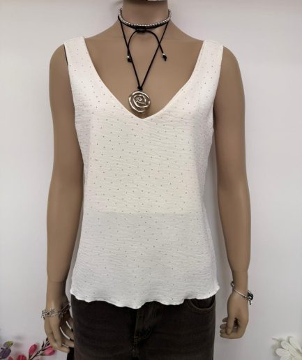 Musculosa cuello V strass