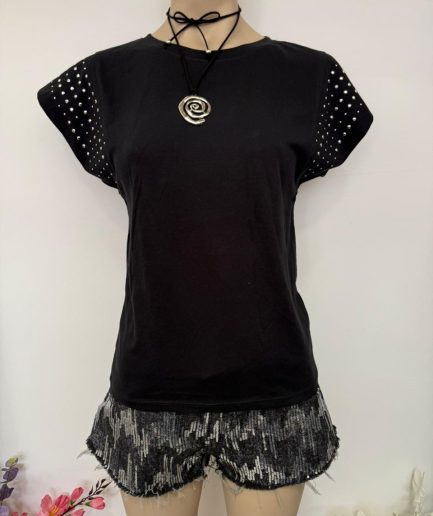 Remera manga strass
