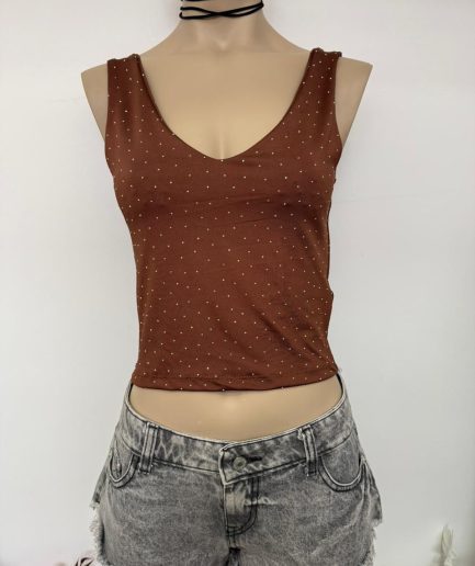 Top cuello v strass Tini